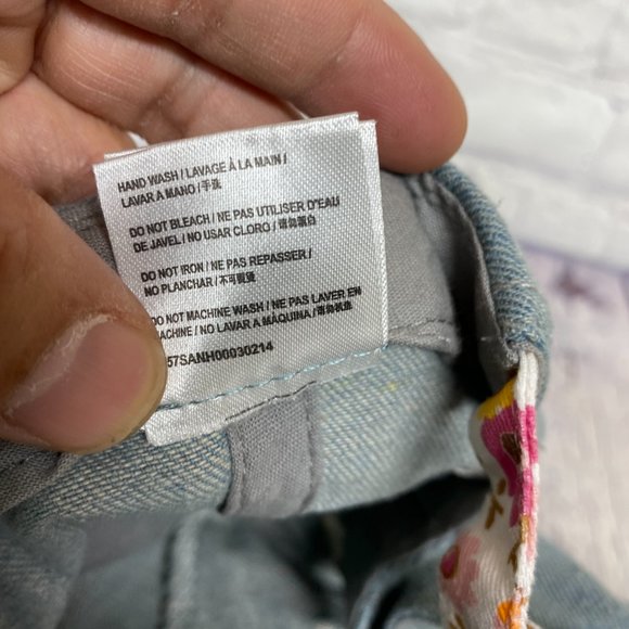 Hello Kitty Distressed Hat Cap Strap Back Blue Sanrio Embroidered Spell Out - Picture 13 of 14